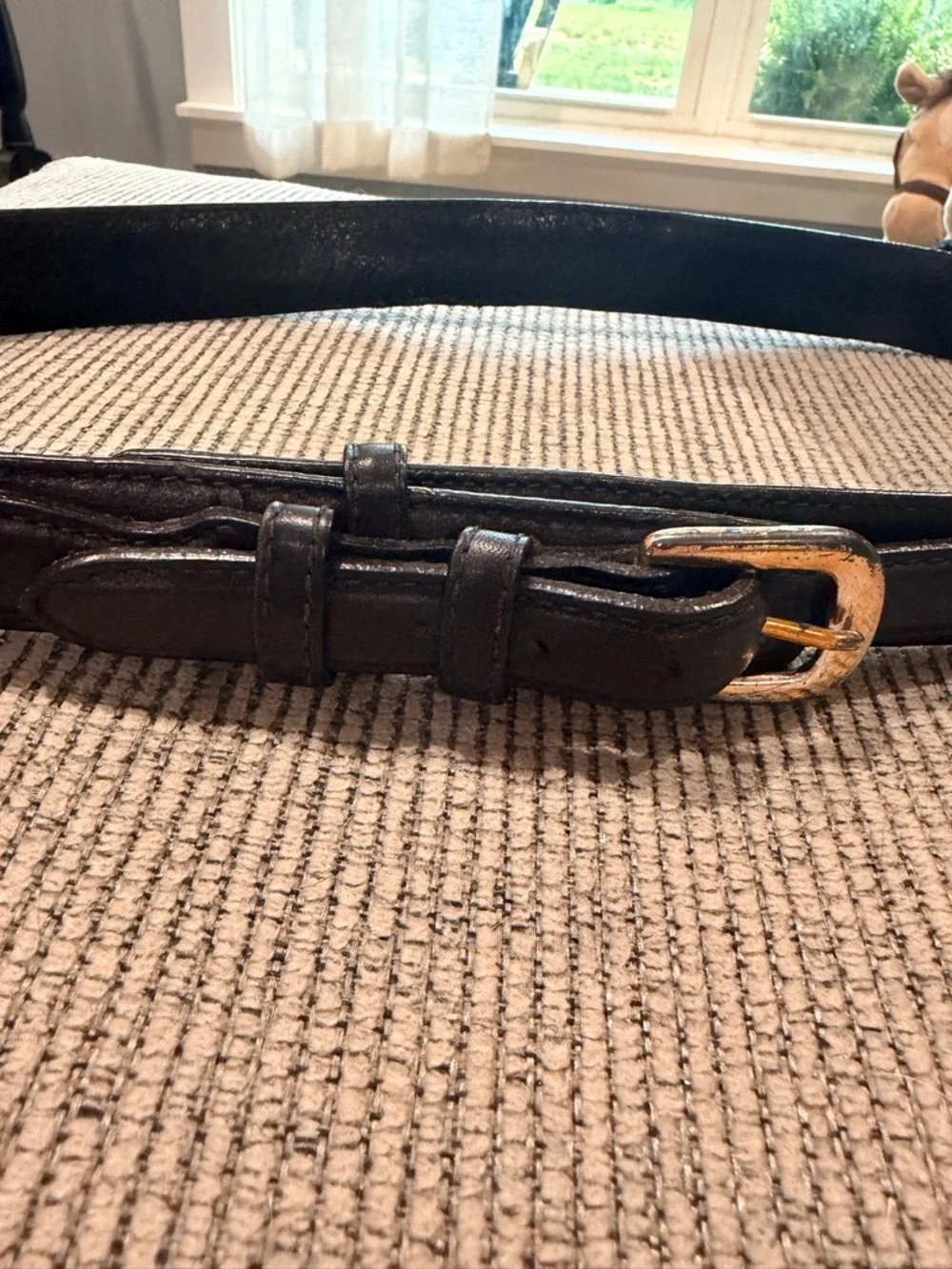 Vintage Genuine Leather Western Uniform Belt Solid Brass Police Style Buckle L41